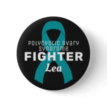 Polycystic Ovary Syndrome Ribbon Black Button