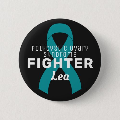 Polycystic Ovary Syndrome Ribbon Black Button