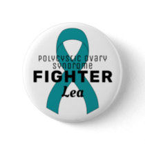 Polycystic Ovary Syndrome Ribbon White Button