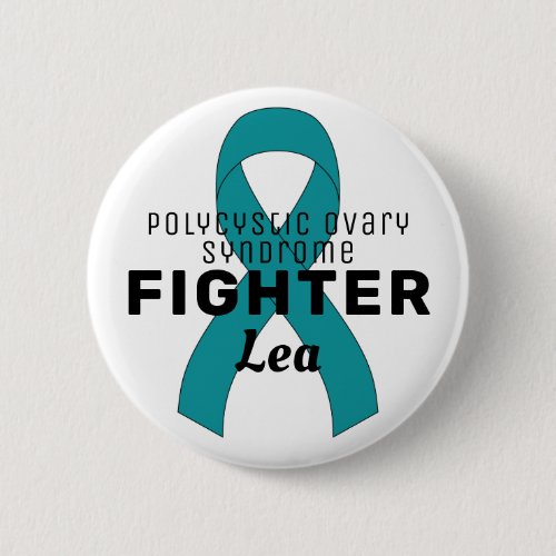 Polycystic Ovary Syndrome Ribbon White Button