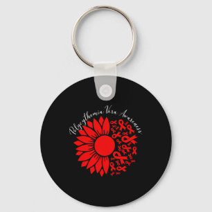 Polycythemia Vera Awareness Red Sunflower Mpn Bloo Keychain