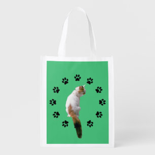 Polyester Bag - Calico Cat within Pawprint Circle