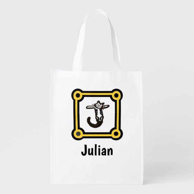 Polyester Bag - Cat Letter J in Frame (Front)