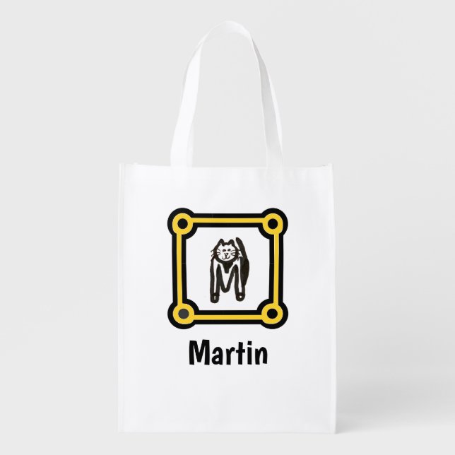 Polyester Bag - Cat Letter M in Frame (Front)