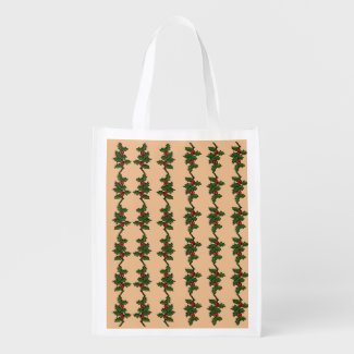 Polyester Bag - Holly Leaves and Berries