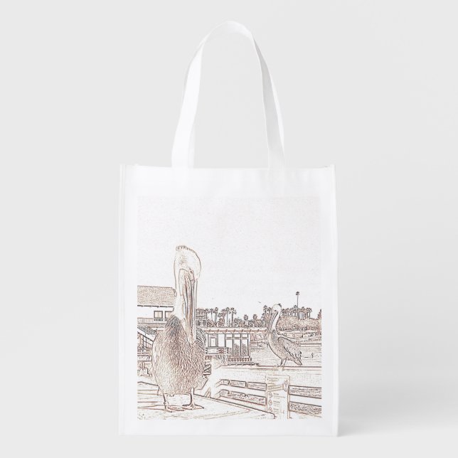 Polyester Bag - Pelicans on Pier (Front)