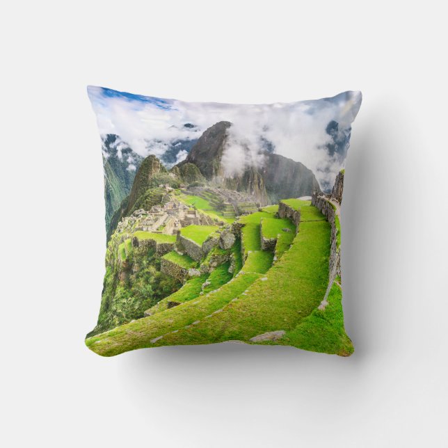 Polyester Throw Pillow, Machu Picchu, Cusco - Peru Pillow (Front)