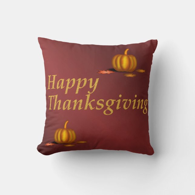 Polyester Throw Pillow,thanksgiving,colorful Pillow (Front)