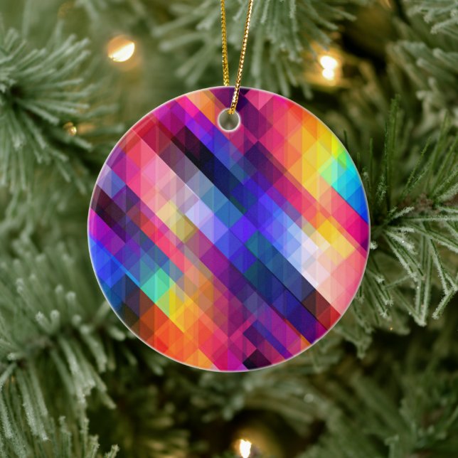 Polygon abstract colorful pattern ceramic ornament (Tree)