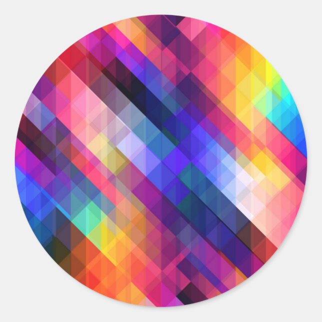 Polygon abstract colorful pattern classic round sticker (Front)