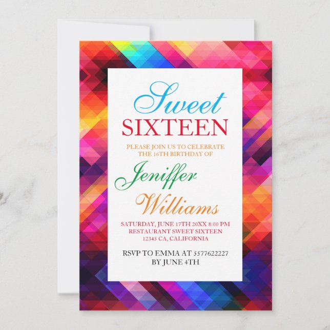 Polygon abstract colorful pattern                  invitation (Front)