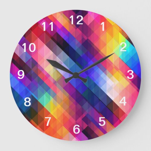 Polygon abstract colorful pattern large clock