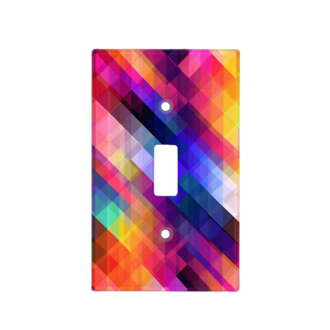 Polygon abstract colorful pattern light switch cover (Front)