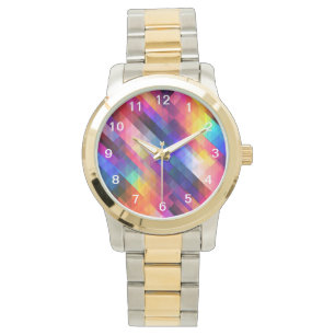 Polygon abstract colorful pattern watch