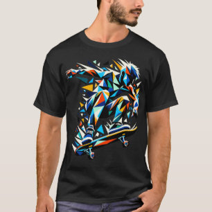 Polygon Art Skateboarder Skater Skateboard Skatebo T-Shirt