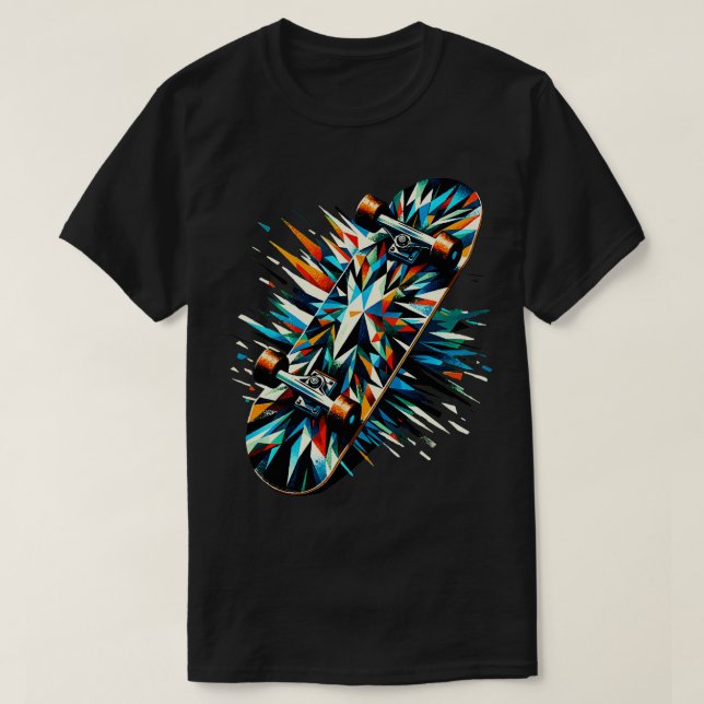 Polygon Art Skateboarder Skater Skateboard Skatebo T-Shirt (Design Front)
