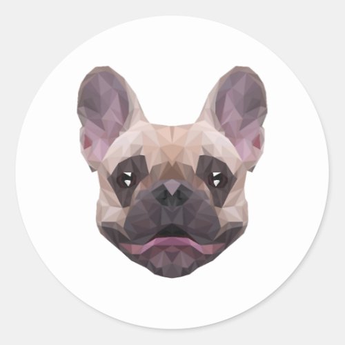 Polygon Bulldog Frances Dogfather Dog Mom French Classic Round Sticker