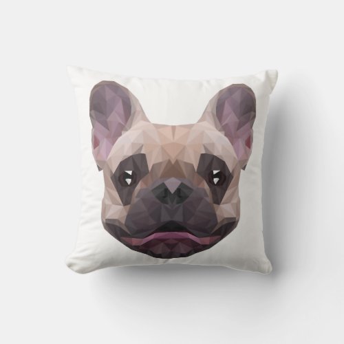 Polygon Bulldog Frances Dogfather Dog Mom French Throw Pillow