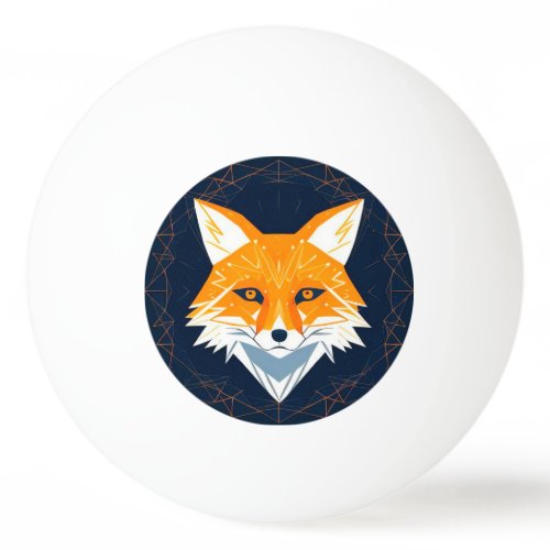 Polygon Fox Illustration with Celestial Ornament Ping Pong Ball