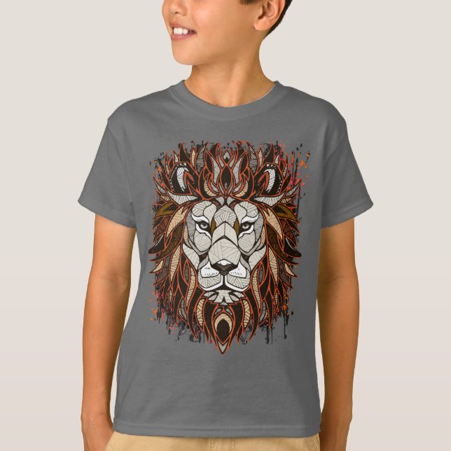 Polygon Lion | Colorful Drawing | Lion T-Shirt (Front)