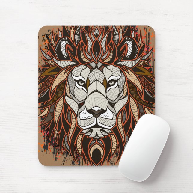 Polygon Lion Mousepad | Colorful Drawing | Lion (With Mouse)