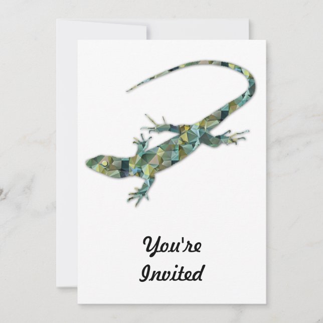 Polygon Mosaic Green Lizard Invitation (Front)
