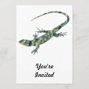 Polygon Mosaic Green Lizard Invitation