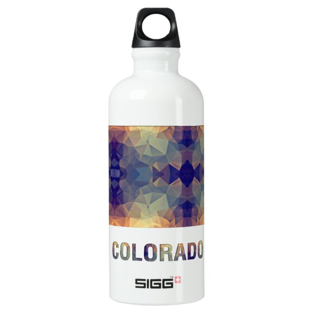Polygon Mosaic State Map  COLORADO Water Bottle (Front)