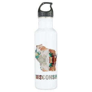 Polygon Mosaic State Map WISCONSIN Water Bottle