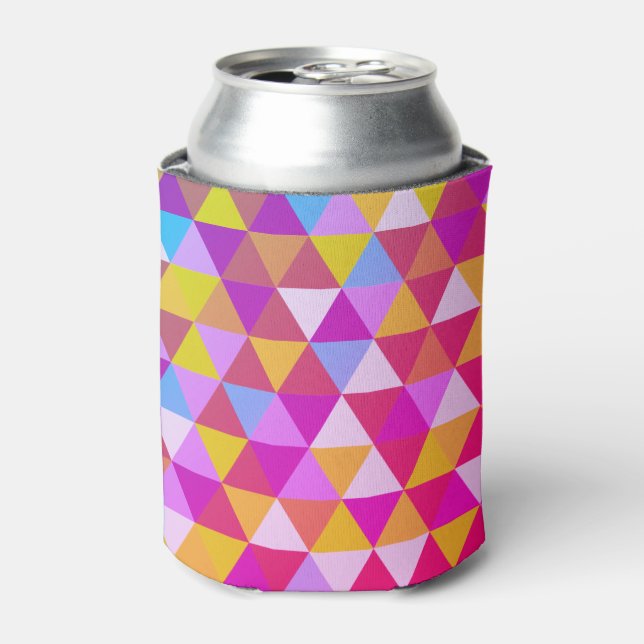 Polygon Multi color Triangles in Geometrical Shape Can Cooler (Can Front)