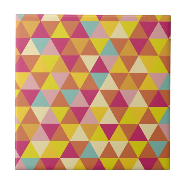 Polygon Multi color Triangles in Geometrical Shape Ceramic Tile (Front)