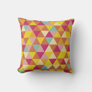 Polygon Multi color Triangles in Geometrical Shape Throw Pillow