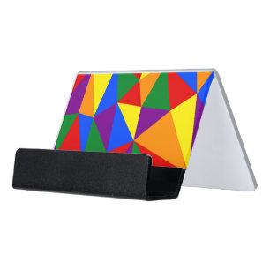 Polygon Rainbow Pattern Desk Business Card Holder