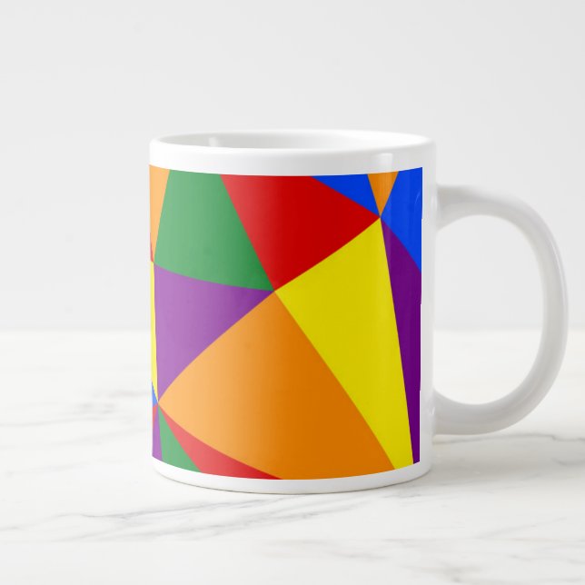 Polygon Rainbow Pattern Giant Coffee Mug (Right)