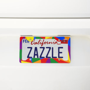Polygon Rainbow Pattern License Plate Frame