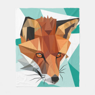 Polygon Red Fox Custom Fleece Blanket