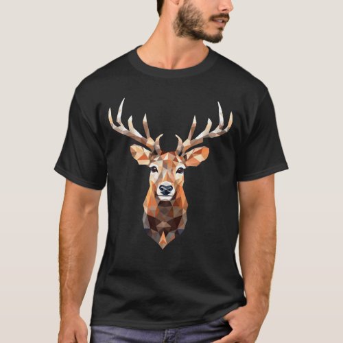 Polygon Reindeer Modern Design Meets Nature T_Shirt