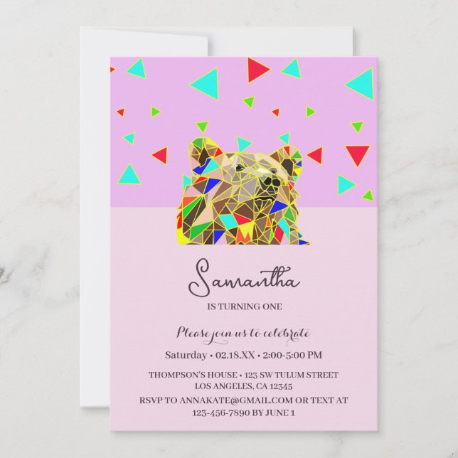 Polygon Wild Bear  Invitation (Front)