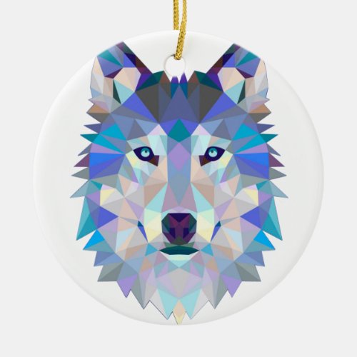 Polygon wolf _ geometric wolf _ abstract wolf ceramic ornament
