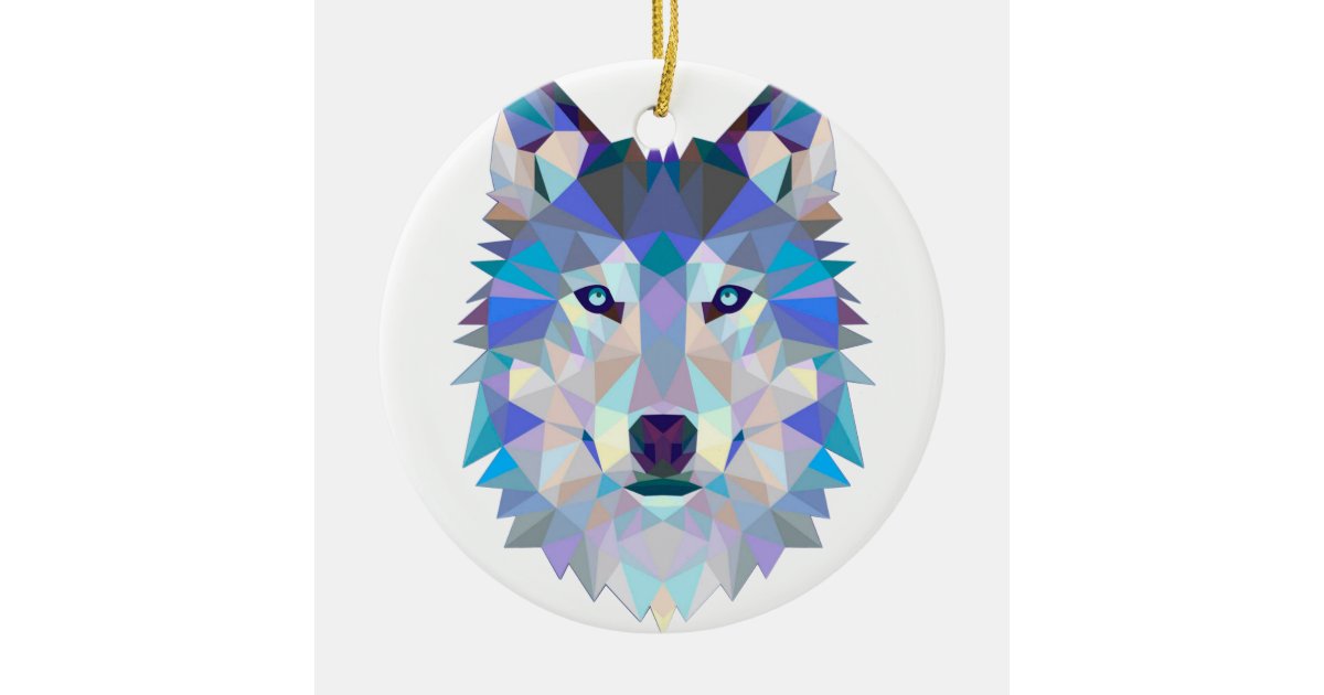 Polygon Wolf Geometric Wolf Abstract Wolf Ceramic Ornament