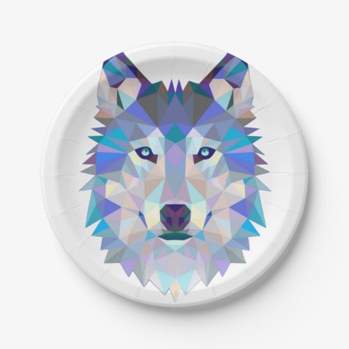 Polygon wolf _ geometric wolf _ abstract wolf paper plates