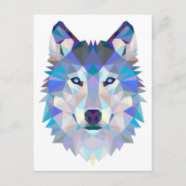Polygon wolf - geometric wolf - abstract wolf postcard