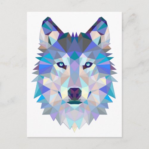 Polygon wolf _ geometric wolf _ abstract wolf postcard