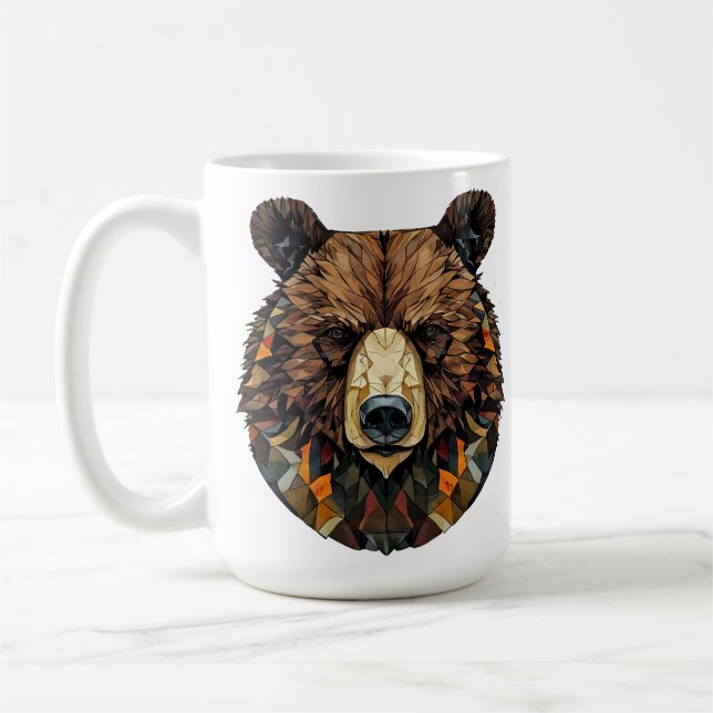Polygonal Art of a Bear's Face Coffee Mug (Left)