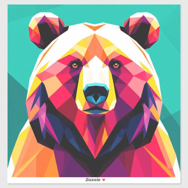 Polygonal Bear with Abstract Style Sticker (Sheet)