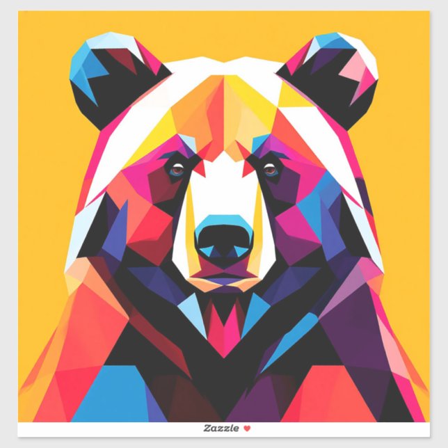 Polygonal Bear with Abstract Style Sticker (Sheet)