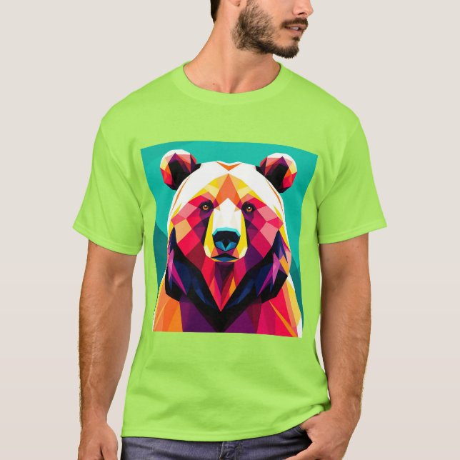 Polygonal Bear with Abstract Style T-Shirt (Front)