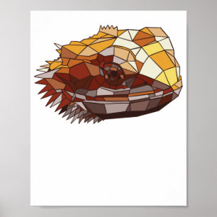 Polygonal bearded dragon Pet Reptile Lizard Poster