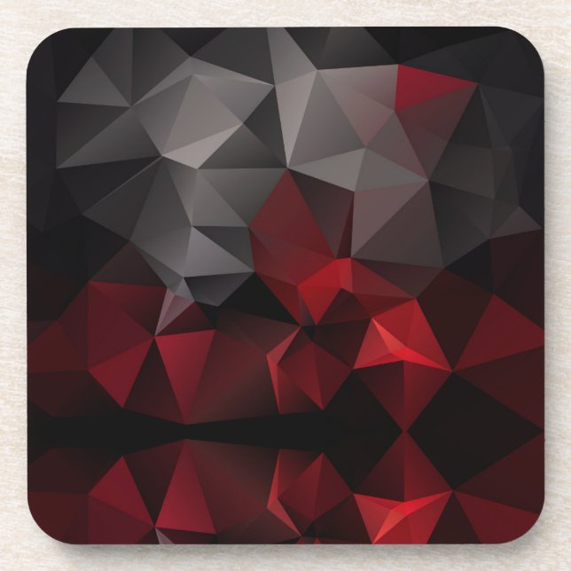 Polygonal , black and red beverage coaster (Front)