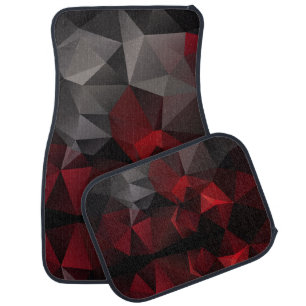 Polygonal , black and red car floor mat
